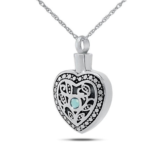 March w/ Aquamarine Sterling Silver Keepsake